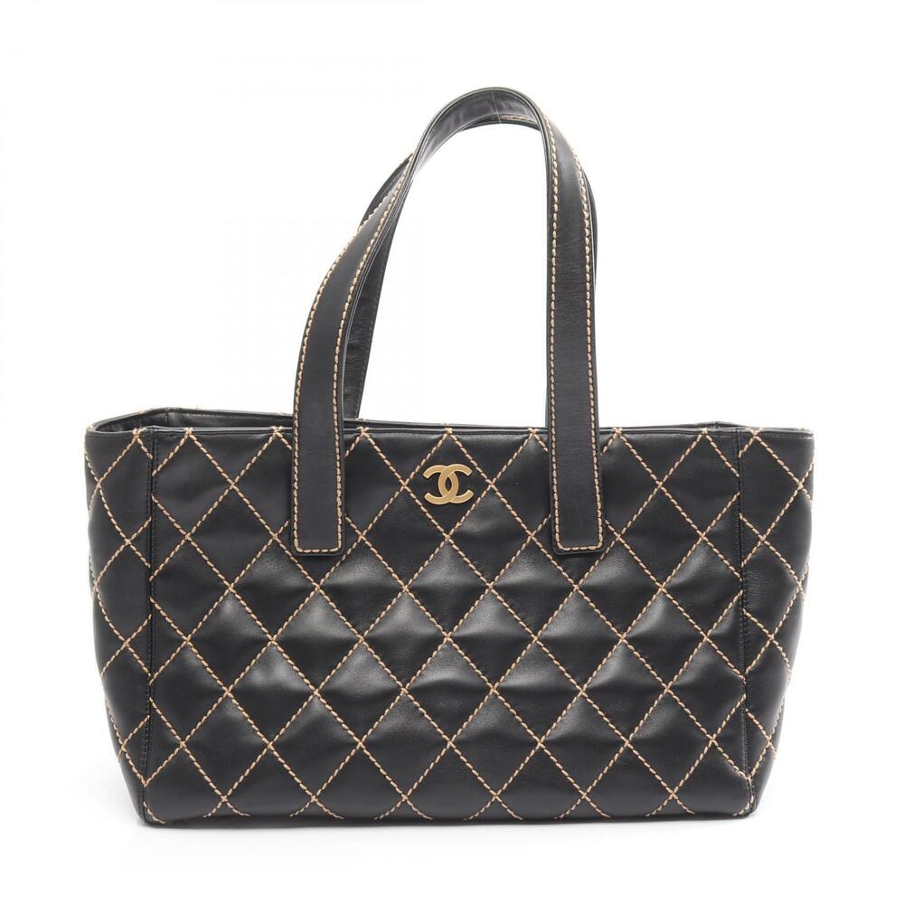 Chanel Wild Stitch Tote Bag Leather Black